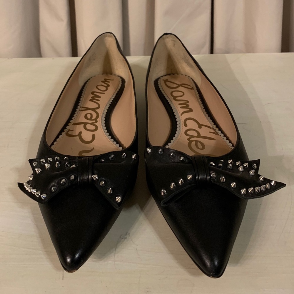 Sam Edelman Raisa Studded Bow pointy leather flats